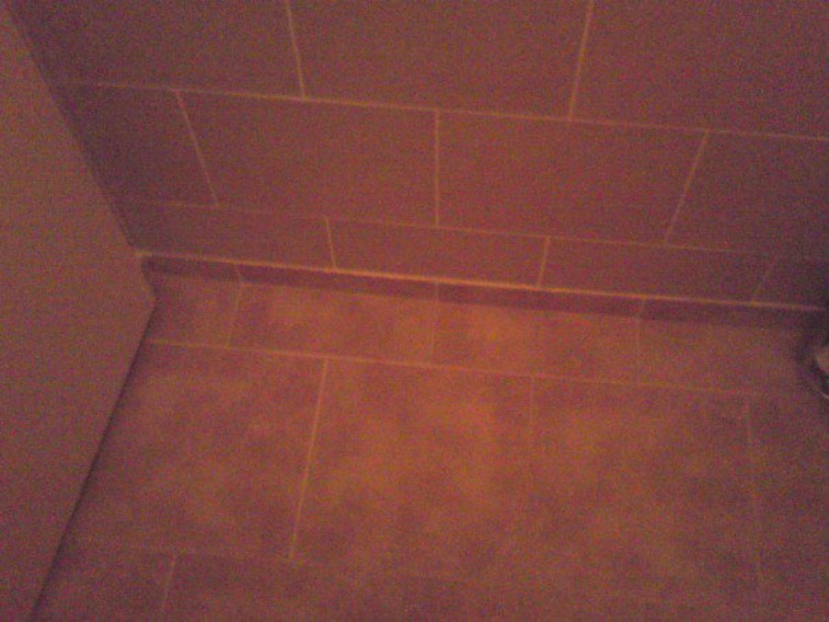 floor tiles matching the cove that ties through with the wall band