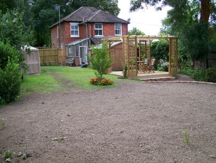 garden 10 - view from bottom of raised garden up to house