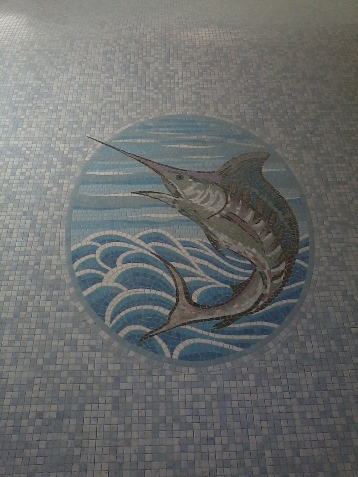 glass mosaic mural in pool