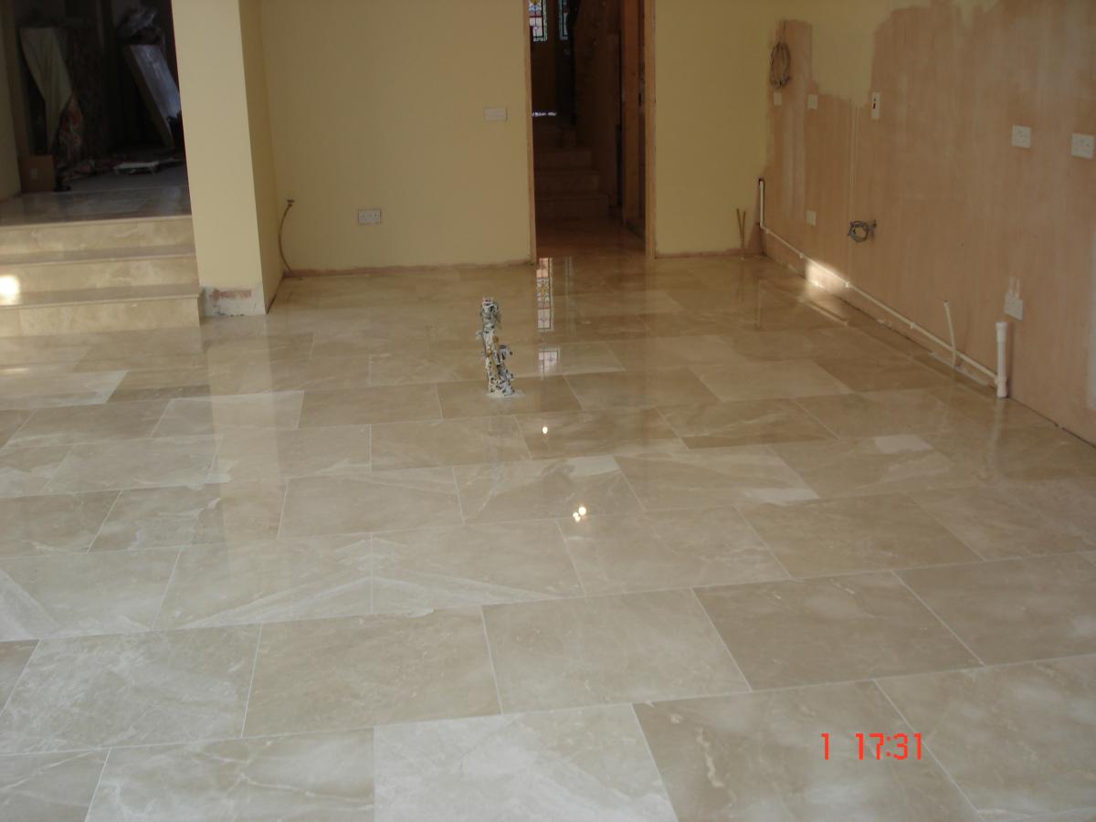 Kitchen/ Dining floor 60x60 polished in a Victorian House Dublin 6