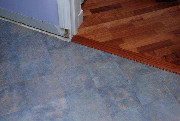 Kitchen to Hall Threshold before tiling.