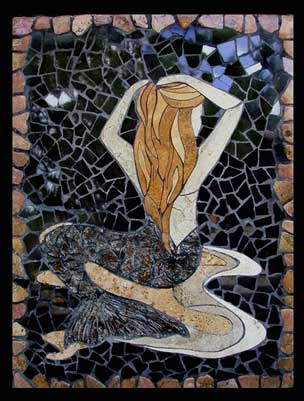 large over 4ft tall mermaid mosaic tile mural