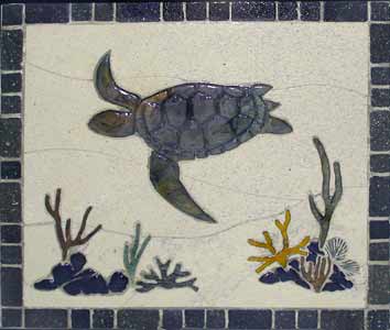 Lava reef turtle tile mural