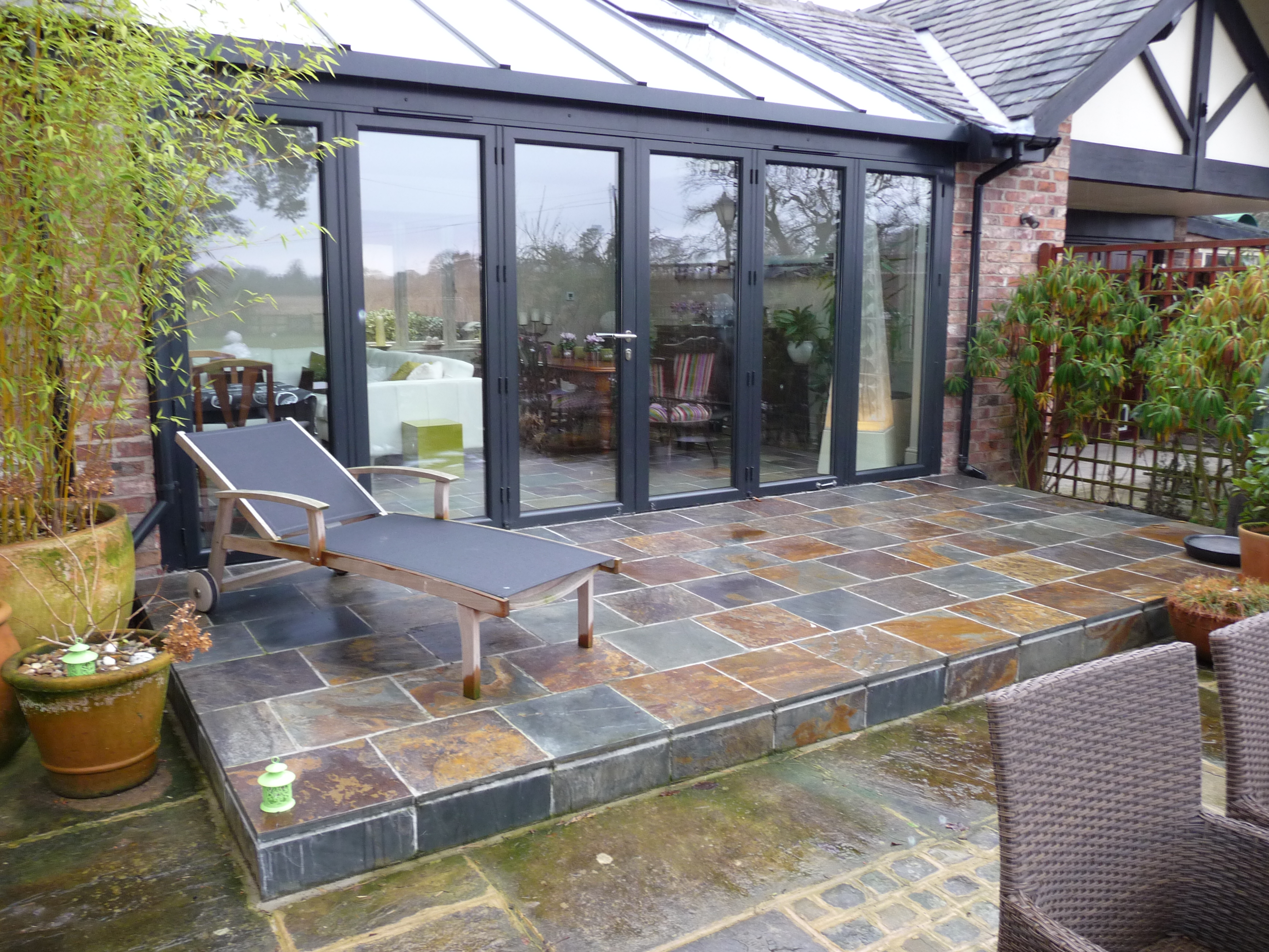 Rustic Slate Patio Matching Internal Tiles