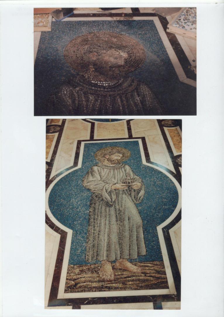 Saint head and full figure