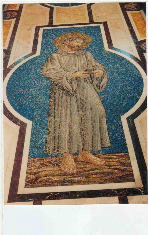 St Thomas Mosaic Figure restored. this is in Douglas IOM the face and body had been damaged and filled with carbody filler. see other pics in mosaic section.