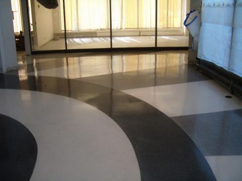 Terrazzo flooring cleaned and refinished with a diamond polishing system we have.