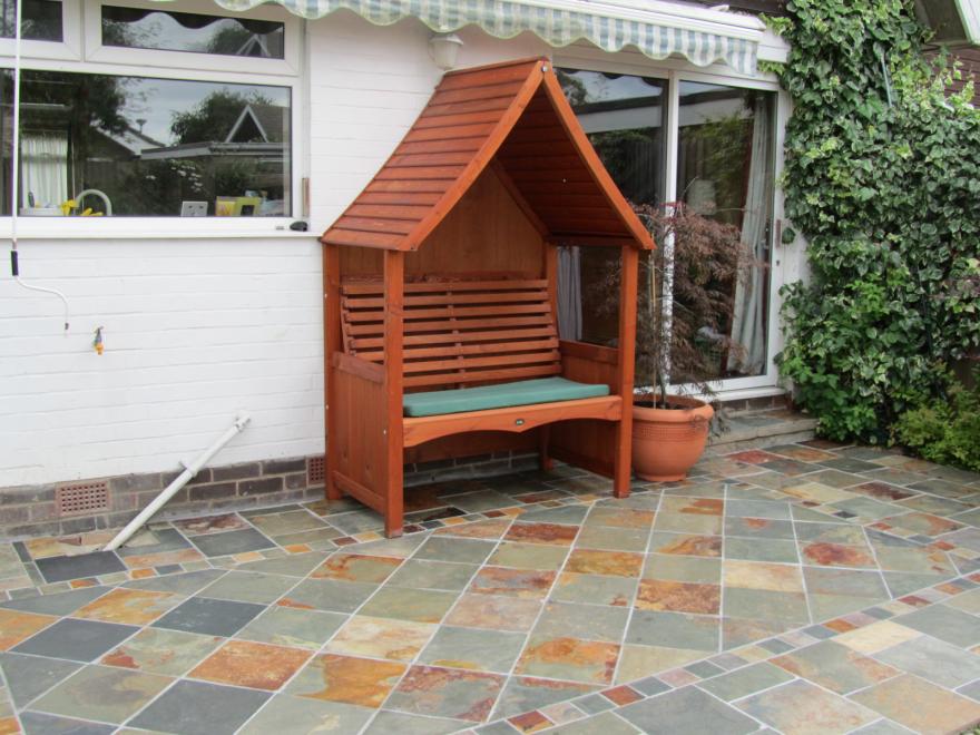 The Patio with new Arbour (now wifes smoking den)