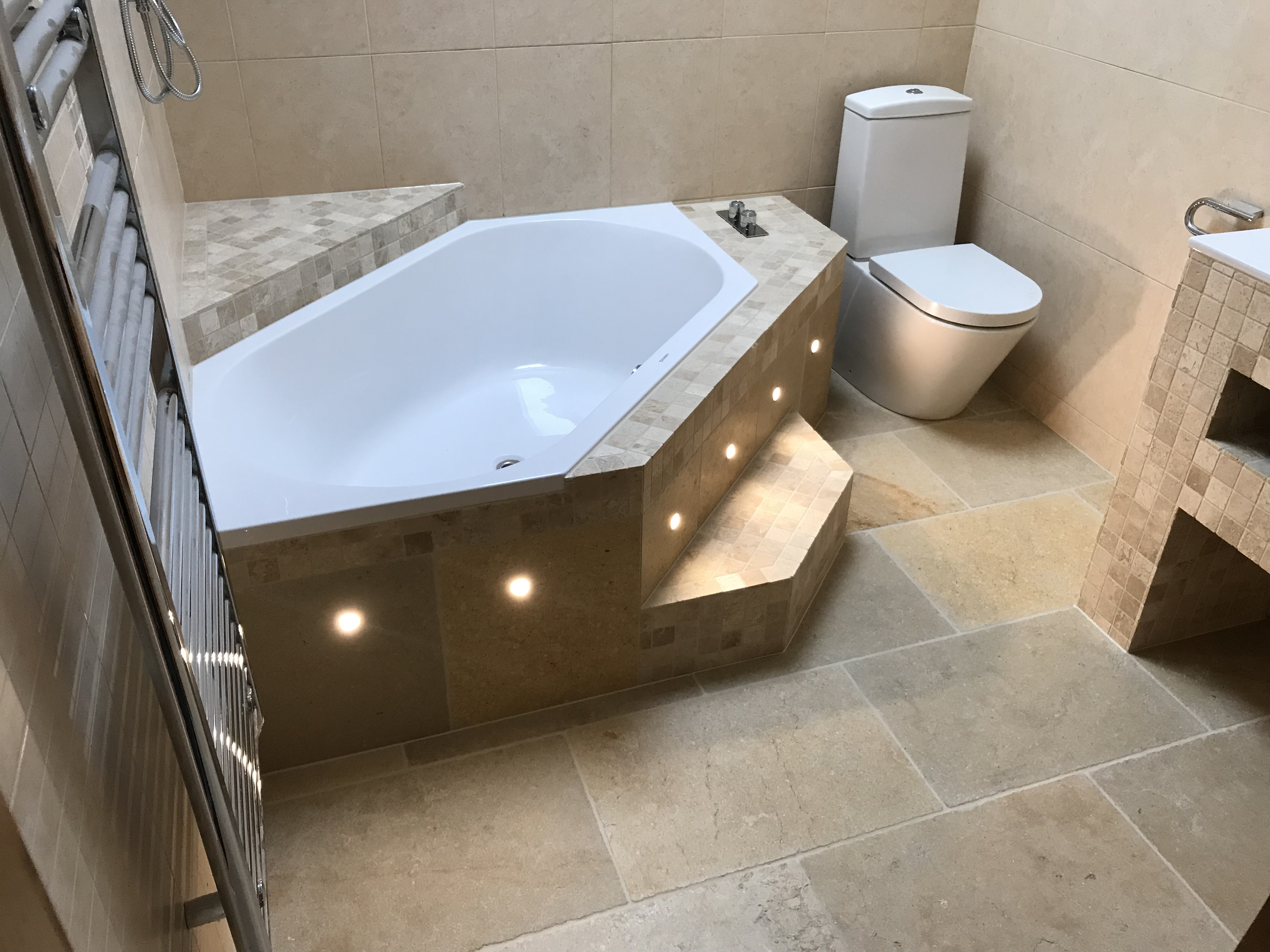 Travertine bathroom