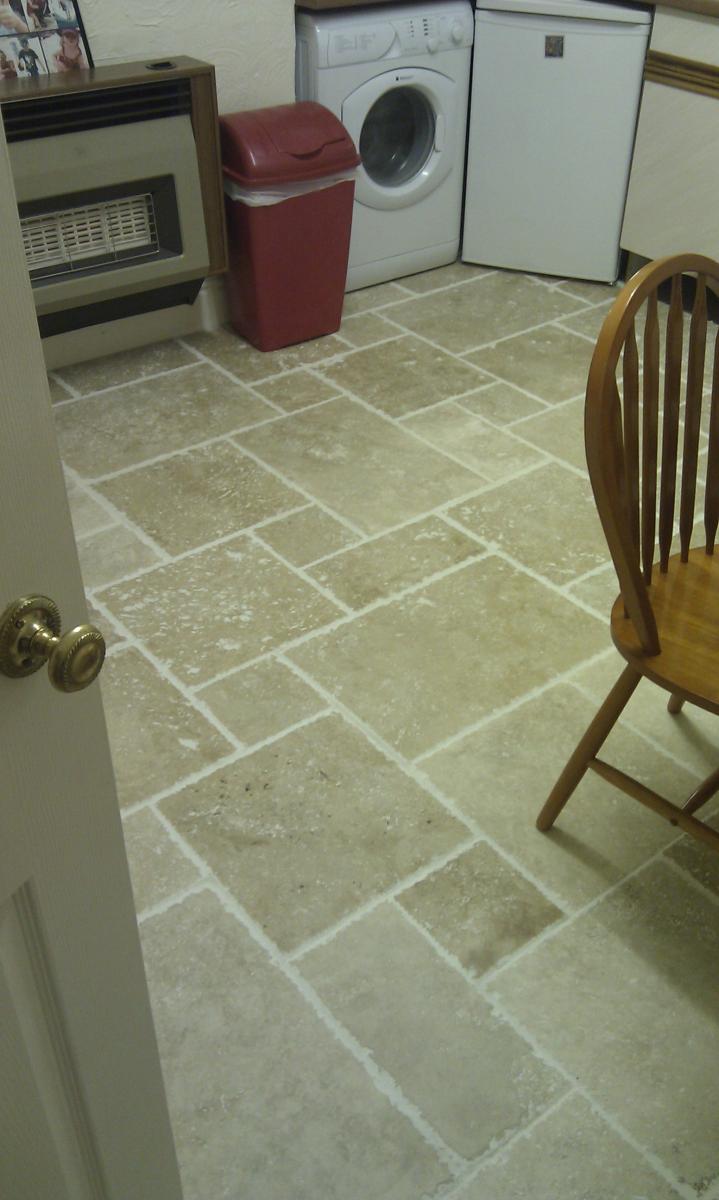 travertine kitchen floor (opus style)