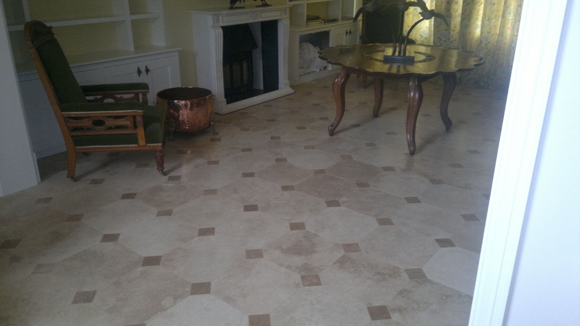 Travertine library floor