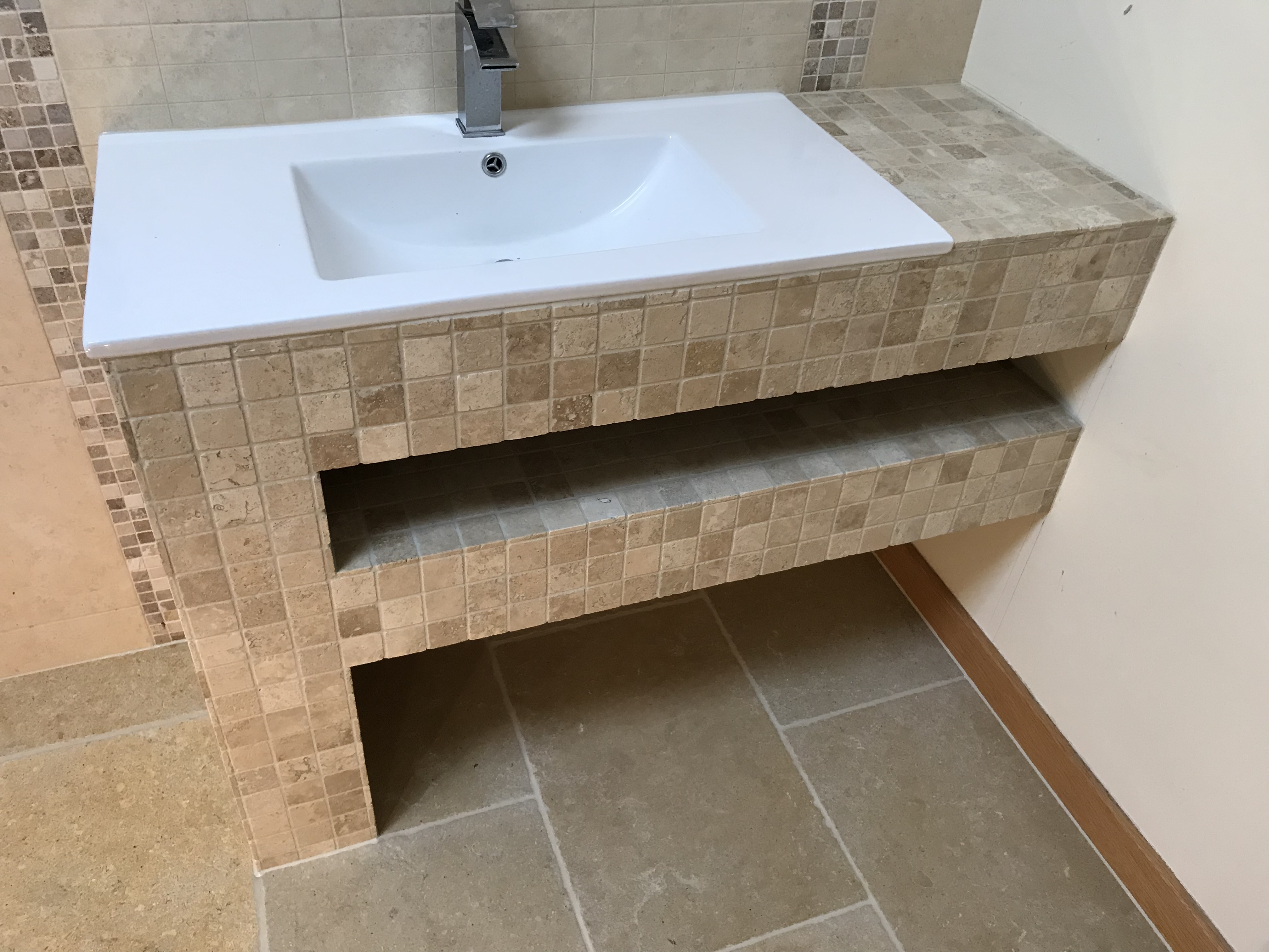 Travertine sink unit