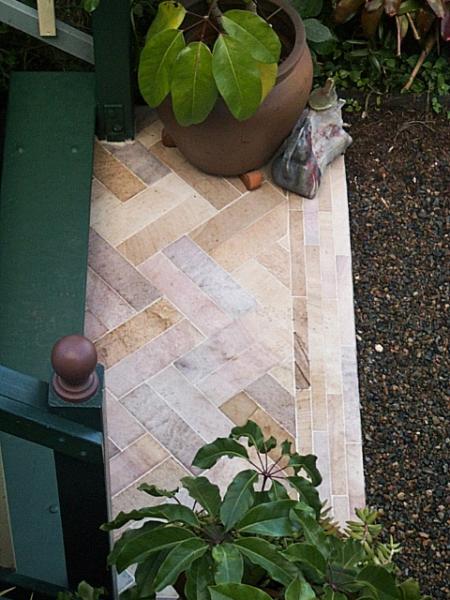 Using up leftover offcuts of sandstone.