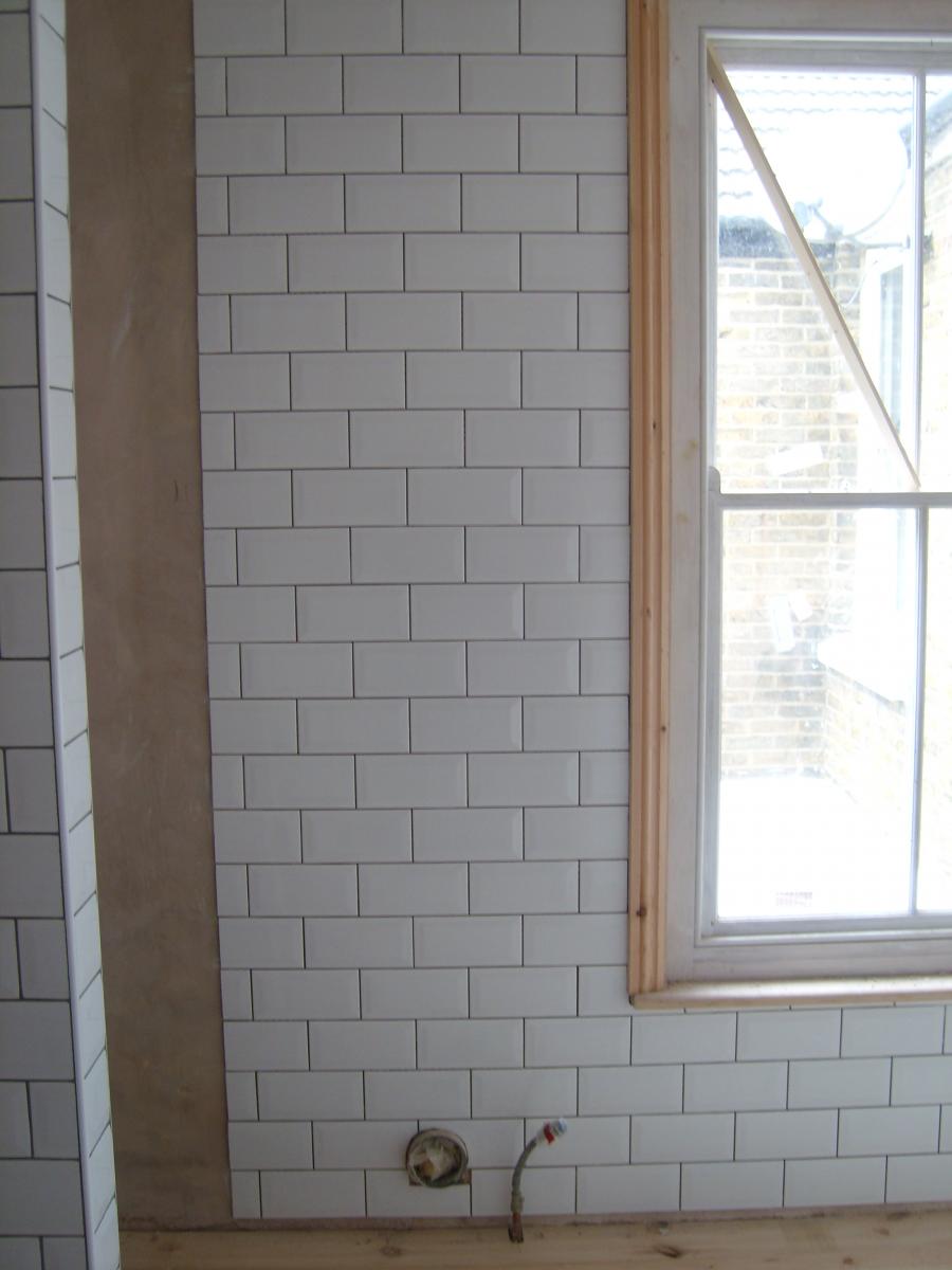 Wall Tiling in Whitstable.
200 x 100 Metro Tiles.Brick Bond.